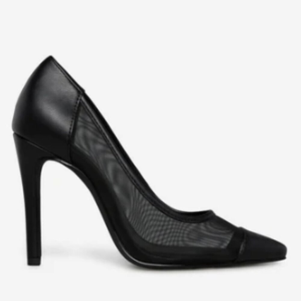 ShoeDazzle Kirke Pointed-Toe Pump Black Caviar 9 Lightly Pre-Worn